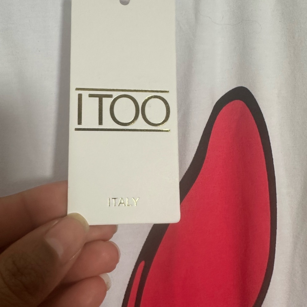 White T-Shirt with Red Rabbit Graphic - Picture 5 of 5